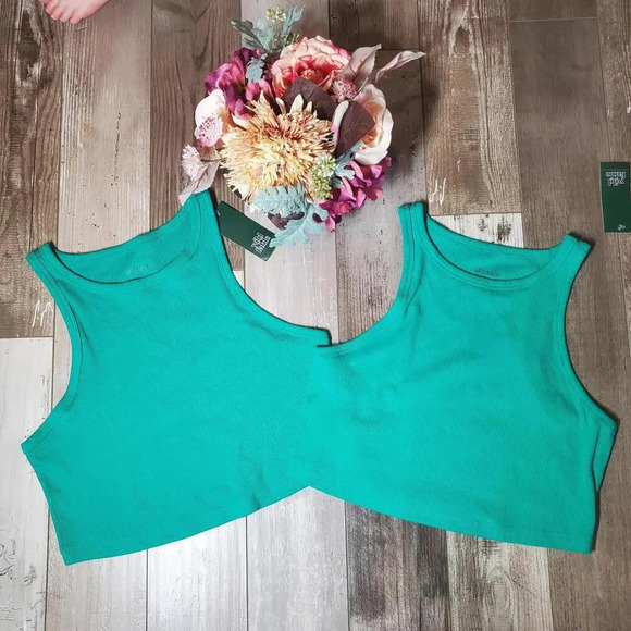 NWT Wild Fable 2-Piece Teal Green Cropped Tank Bundle Size XL Ribbed - Picture 1 of 15